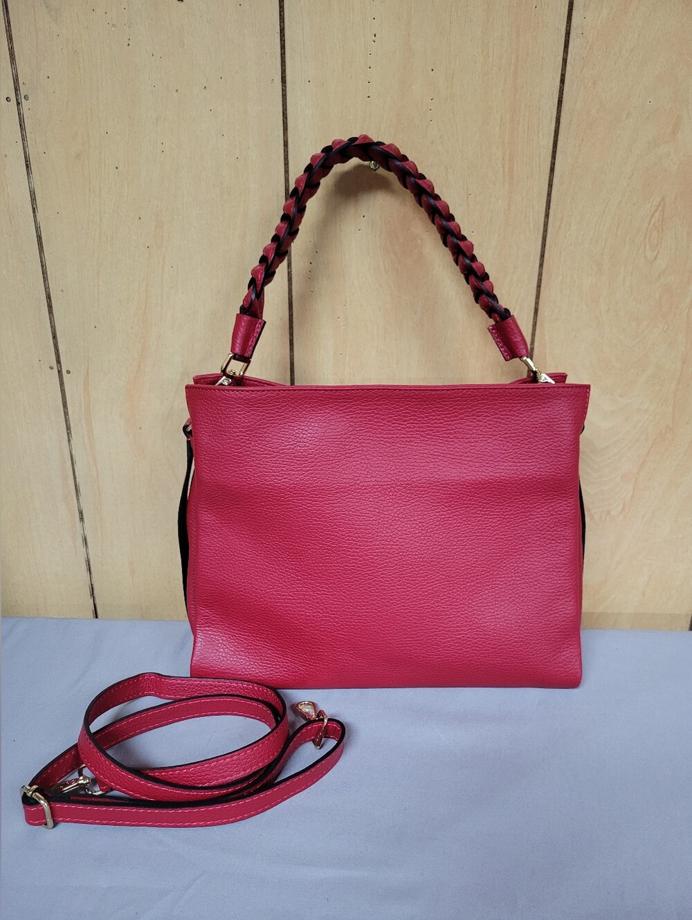 Borse In Pelle Made In Italy Red Leather Shoulder Bag